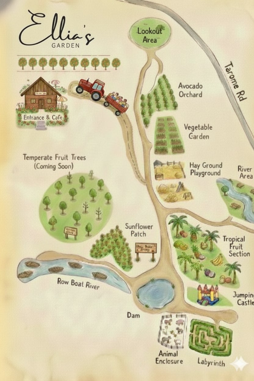Illustrated map of Ellia's Garden — Scenic Rim